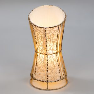 Round Rattan & Wicker Top Cut Table Lamp - 50cm - Light