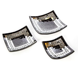 Medium Square Mosaic Bowls - Black Mirror