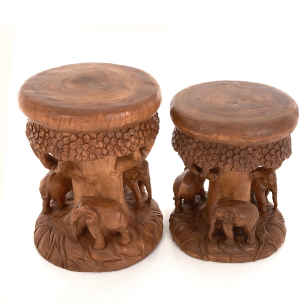 Forest Stool with 3 Elephants - Set