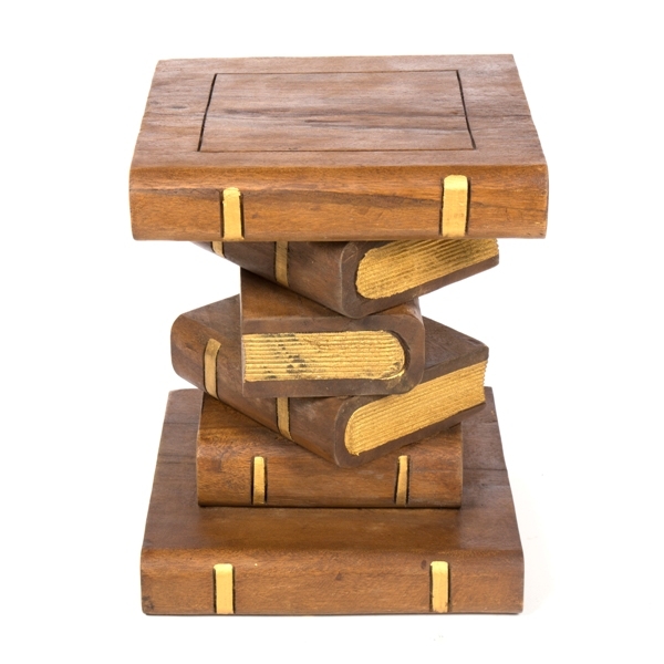 Waxed Gold Stacked Books Stool / Table