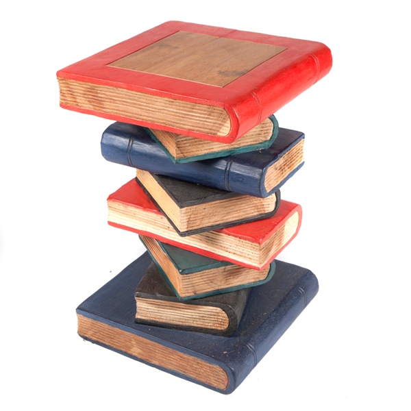 Painted Stacked Books Stool