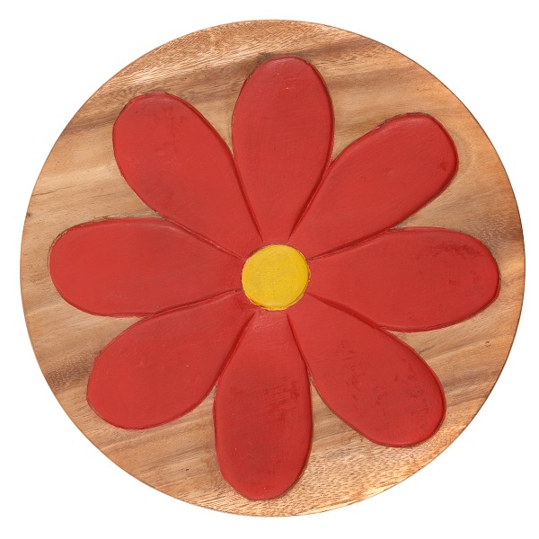 Childs Stool - Red Flower