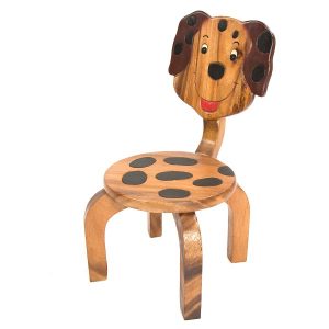 Hand carved Kids Wooden Chair with Dog Design