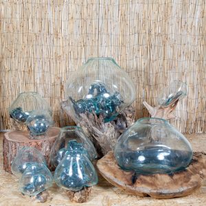 Glass Sculpture On Wood - M