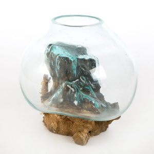 Glass Sculpture On Wood - M