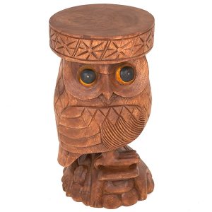 Hand Carved Wooden Owl Side Table - Stool - Plant Stand