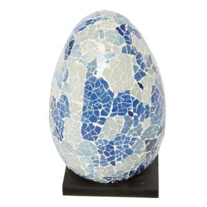 Mosaic Egg Lamp 28cm - Blue/Grey
