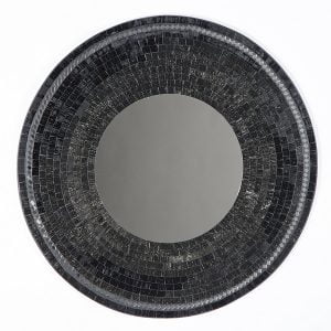 Round Mosaic Mirror 60cm - Black