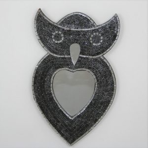 Owl Mosaic Mirror - Black