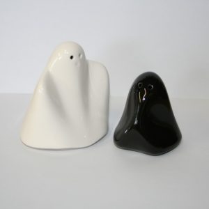 Novelty Ceramic Ghost Salt and Pepper Pots - Black and White