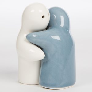 Novelty Ceramic Lovers Salt and Pepper Pots - Blue and White